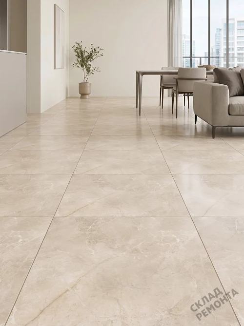 Фото Керамогранит лаппатированный Alma Ceramica Апарель GFU6060APL04L бежевый 600*600*9 – купить в Тюмени: цена, описание, фото. Интернет-магазин 1